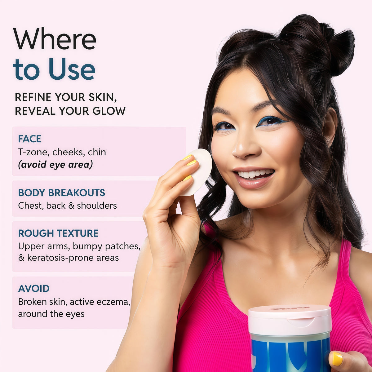 JIYU Cleansing Polish Pads - Korean Skincare for Clogged Pores, Breakouts & Uneven Skin Texture - Face Exfoliating Pads with Glycolic Acid (AHA), Salicylic Acid (BHA) & Niacinamide - 60 Count